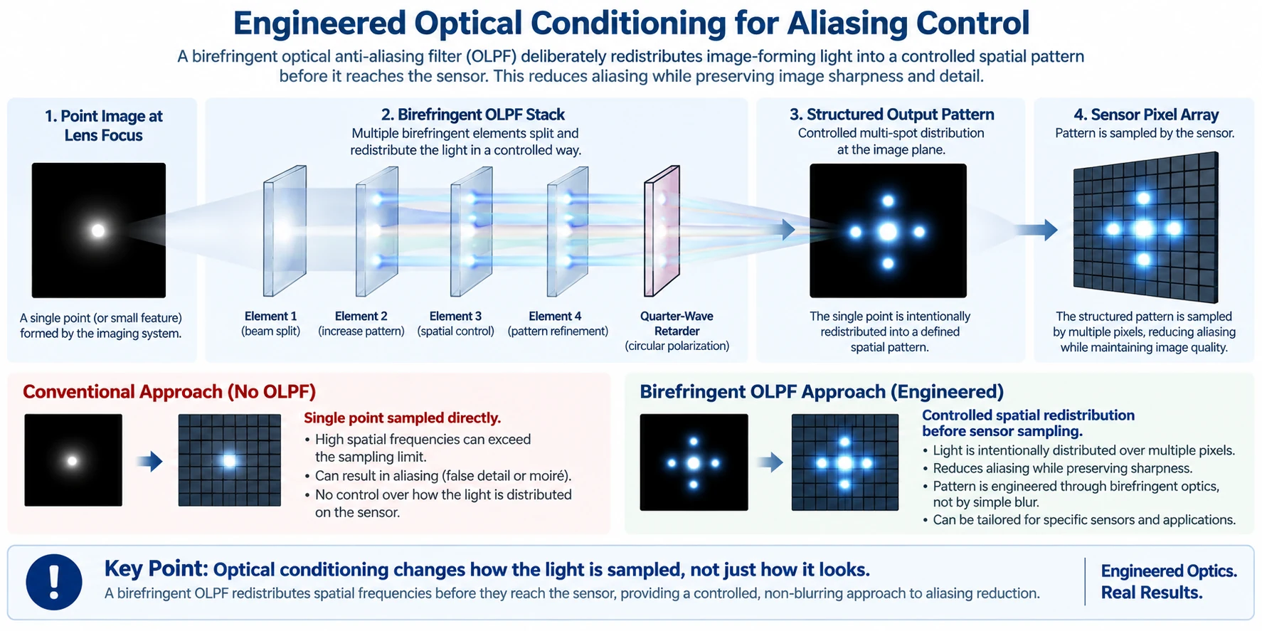 Structured optical conditioning before sensor sampling